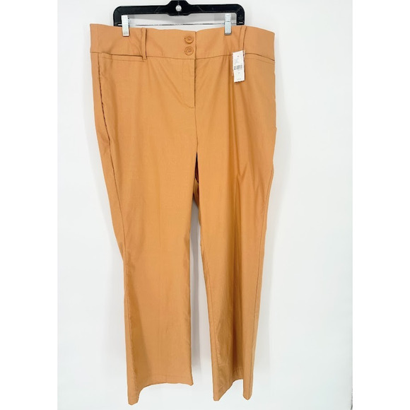 Lane Bryant Womens Straight Pants Size 20 Plus Tan Office Travel Pockets Stretch - Picture 1 of 8